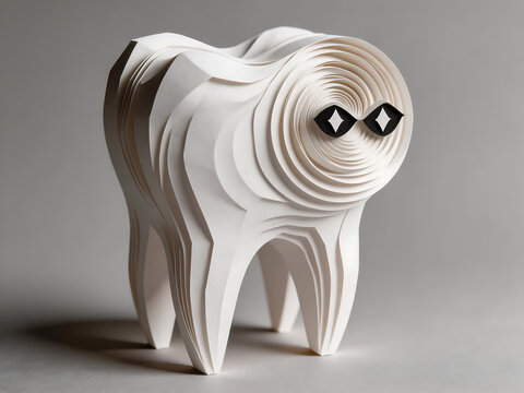 Paper sculpture of a tooth