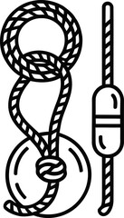 Nautical knot with fishing float and round buoy, line art illustration © Sesko