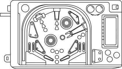 Pinball Machine Playfield Top View Outline - Retro Game Entertainment © sidik