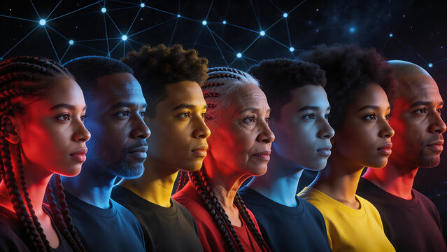 diverse group of people in profile