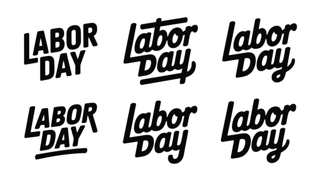 Creative labor day typography designs with various stylized fonts