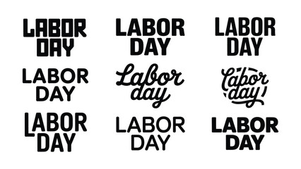 Obraz premium Various stylized labor day text designs with different fonts and layouts