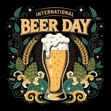 Celebrate international beer day with a frothy glass of amber ale under a neon glow arch