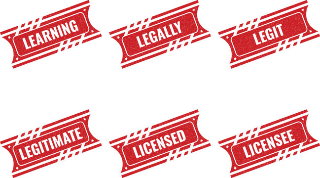 Collection of Rubber Stamp Ribbons: Learning, Legally, Legit, Legitimate, Licensed, and Licensee
