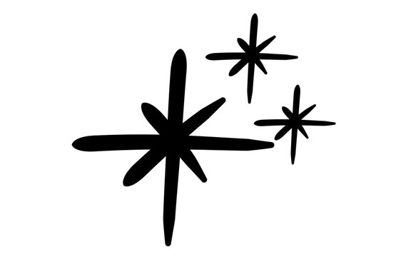 Black sparkle icon set for design decoration and graphic elements.