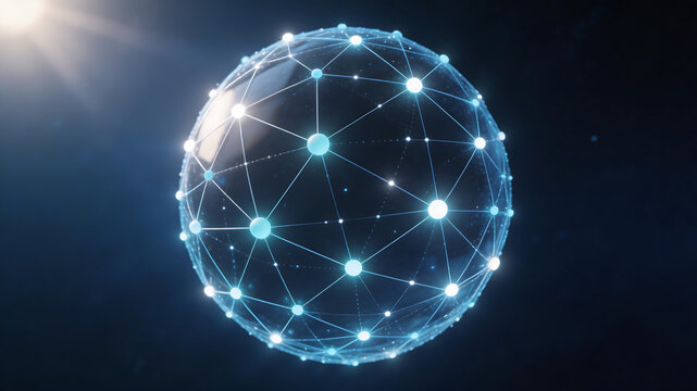 Abstract sphere with glowing nodes and connections