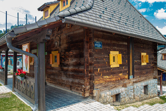 Drvengrad, Mokra Gora, Serbia-July 22, 2026: The ethno village also known as K&uuml;stendorf or Wooden Village,built by director Emir Kusturica in 2002-2004 for his film "Life is a Miracle" (Život je čudo)