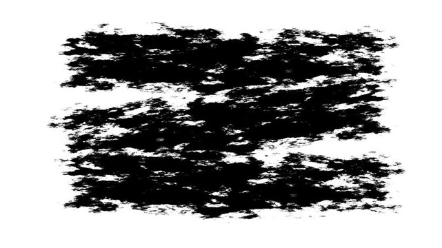 Abstract black brush stroke reveal motion graphic visual, grunge ink texture matte transition element, creative video editing overlay, rustic title banner frame on seamless white background. 4k video