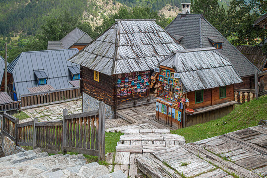 Drvengrad, Mokra Gora, Serbia-July 22, 2026: The ethno village also known as K&uuml;stendorf or Wooden Village,built by director Emir Kusturica in 2002-2004 for his film "Life is a Miracle" (Život je čudo)