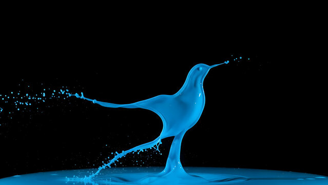Vibrant blue liquid splash in a dynamic abstract form against a dark background conveying motion and fluidity