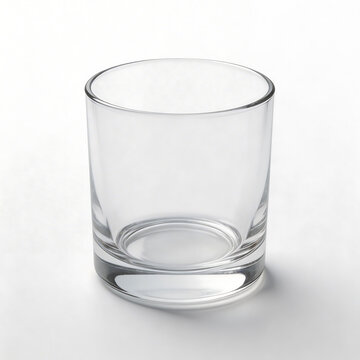 Empty glass on white surface