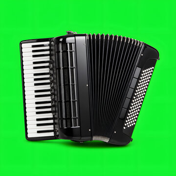 Realistic Accordion Isolated on Green Screen