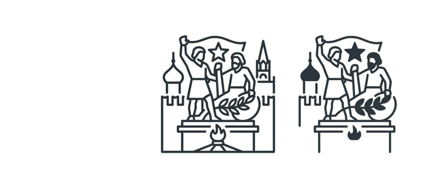 Russian National Unity Day Icon Featuring Minin and Pozharsky Monument in Front of the Moscow Kremlin