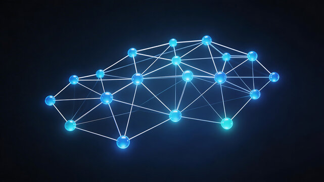 Abstract network of glowing nodes