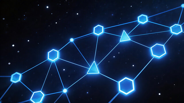 Blue glowing network pattern in space