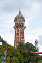 Fototapeta premium Water tower Torre Dos Rius on the Tibidabo hill, Barcelona, Catalonia