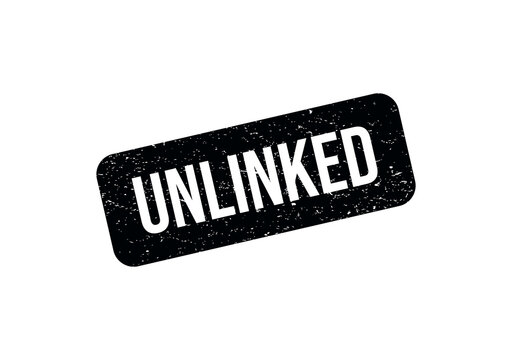 Black rubber stamp with the text unlinked in a bold and distressed grunge style isolated on transparent background