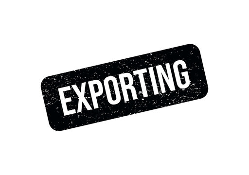 Black rubber stamp with the word exporting in a grunge texture design style isolated on transparent background