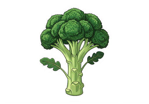 Fresh green broccoli floret illustration
