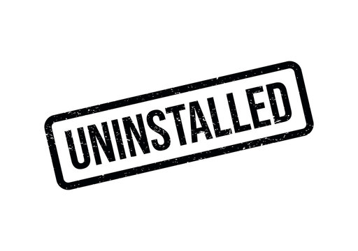 Black rubber stamp with the word uninstalled inside a rectangular frame design isolated on transparent background