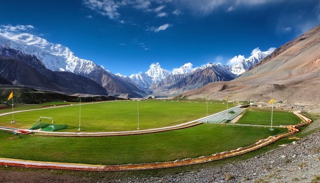 Shandur Pass Polo Field Amidst Scenic Mountain Views