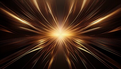 Fototapeta premium Abstract Brown And Gold Energy Burst On Black Background