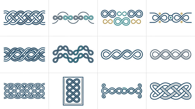 Abstract repeating infinity symbol patterns and borders