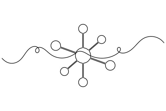 Sharing and networking data node icon sign continuous one line drawing on white background minimalist single art online platform process symbol outline vector illustration