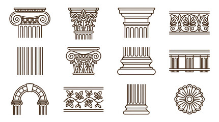 Collection of classical architectural elements and decorative patterns © Akun
