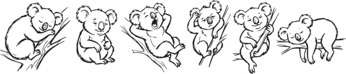A set of koalas. Hand drawn vector illustration © Михаил Н