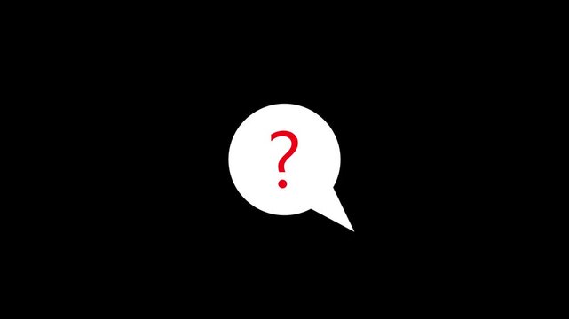 Question Mark in Speech Bubble Icon on Black Background for FAQ, Help, and Support Concept animation...