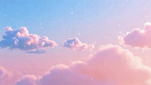Pastel sky with fluffy clouds