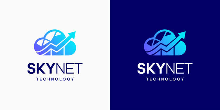 Technology cloud vector logo design with a modern, simple, clean, and abstract style. Icon for business, research, and personal branding.