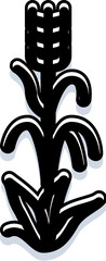 Obraz premium Minimalist black wheat emblem with stylized leaves and grain head, symbolizing agriculture, harvest, and natural growth in a clean and modern decorative style