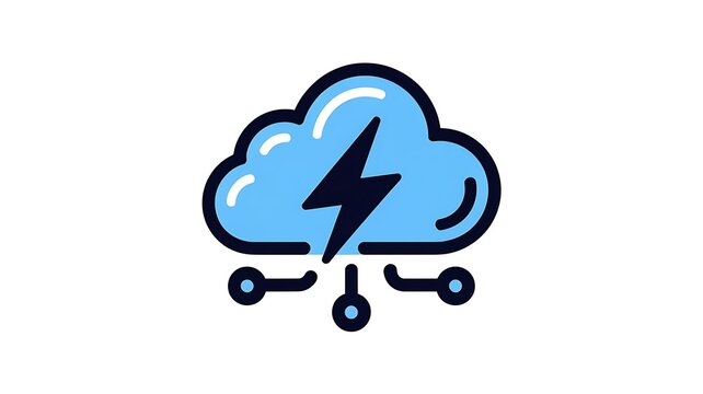 Blue cloud icon with lightning bolt symbol