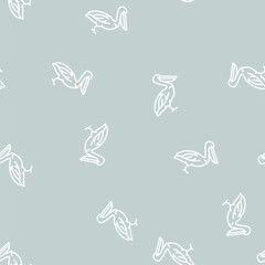 Naklejka premium pelican wild bird vector line seamless pattern pelican wild bird sign illustration