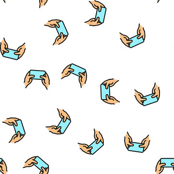 accelerometer playing video game app on smartphone vector seamless pattern accelerometer playing video game app on smartphone sign illustration