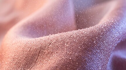 Obraz premium POV macro view of fine perfume mist settling on soft pink silk fabric. Elegant tactile textures evoking luxury fragrance, beauty, and sensory elegance.