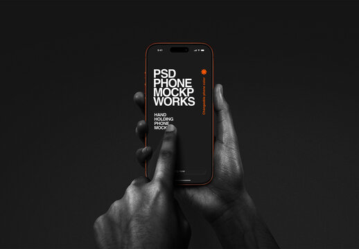 Phone Mockup - Hands Holding Phone Touching Screen