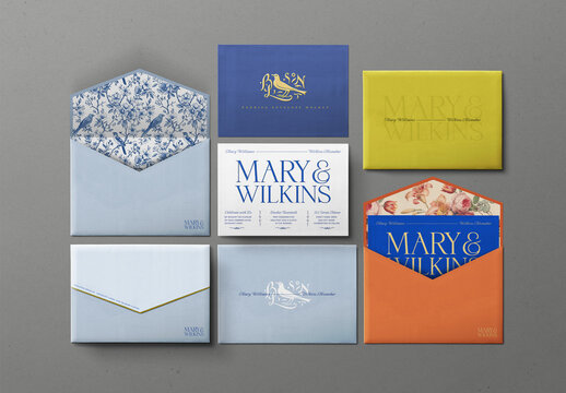 Wedding Invitation Mockup - Envelope & Card Suite Flat-Lay
