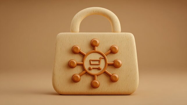 Rustic wooden smart offer mesh icon conceptualizing a network of offers adapting to evolving consumer preferences