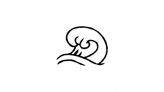 Animated tsunami ocean wave doodle icon. Features 4K frame by frame boiling line animation on black and green screen backgrounds for catastrophe disaster, giant tidal surge, and sea flood edits.