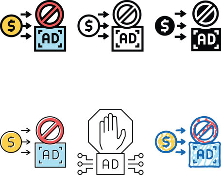 pay money variants for stop advertisement color icon vector. pay money for stop advertisement sign. isolated symbol