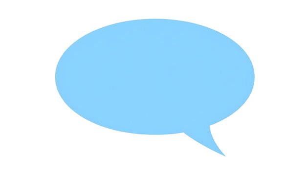 Isolated light blue speech bubble icon on a white background, simple communication symbol