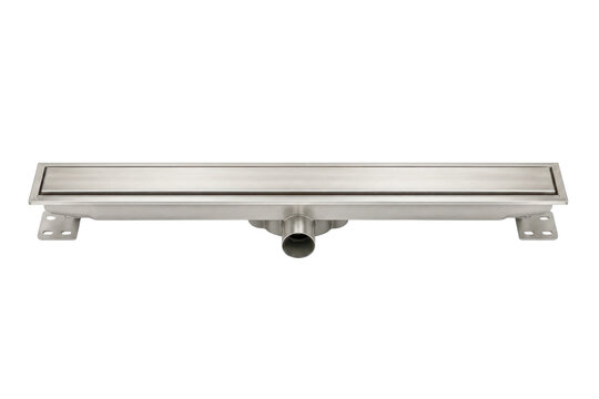 Linear stainless steel shower drain for modern bathroom installation