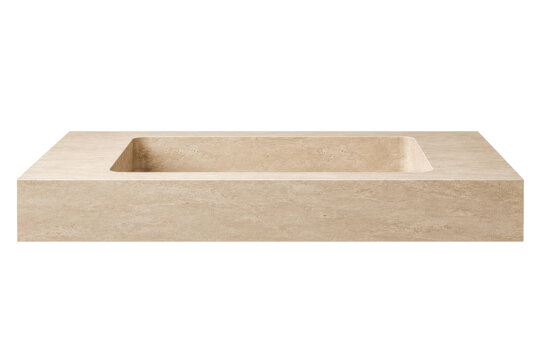 Minimal stone vessel sink with integrated contemporary basin design