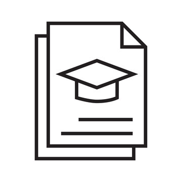 Graduation cap on top of documents vector icon