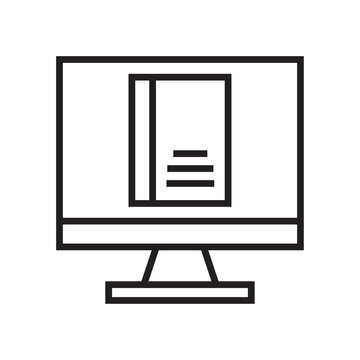Desktop computer showing textbook document vector icon