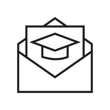 Envelope with graduation cap acceptance letter icon