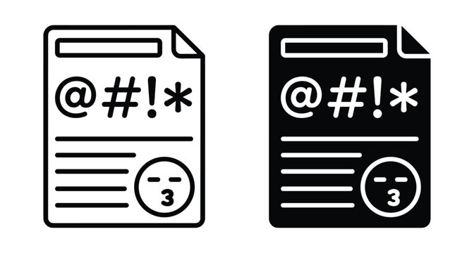 Hate speech document icon representing cyberbullying offensive content toxic language online harassment verbal abuse digital moderation and social media reporting